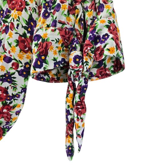 Faithful The Brand Lucy Wrap Top Women 6 Small Floral Short Sleeve Crop Coquette - Picture 4 of 10
